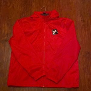 Red Nike rain coat, size: XL